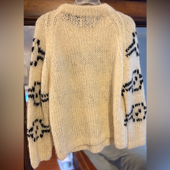 Tam Italia Vintage Mohair/Wool made in Italy Cream Black Patterned Women Sweater - Picture 4 of 8